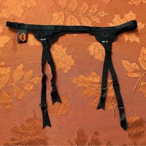 Satin lace and crystals garter belt
